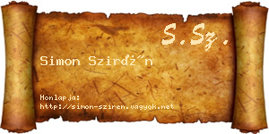 Simon Szirén névjegykártya